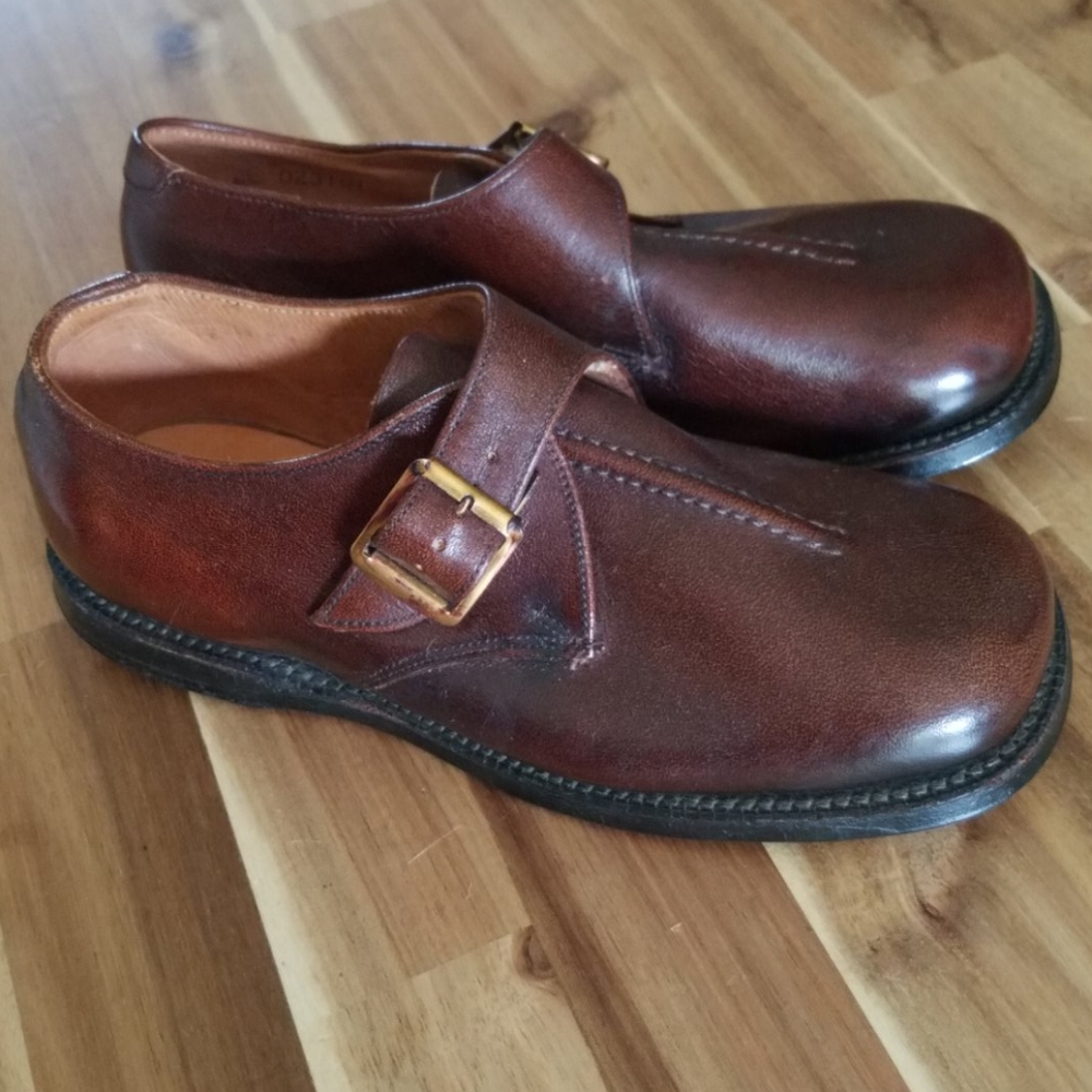 Vintage Brown Leather Buckle Shoes Deadstock